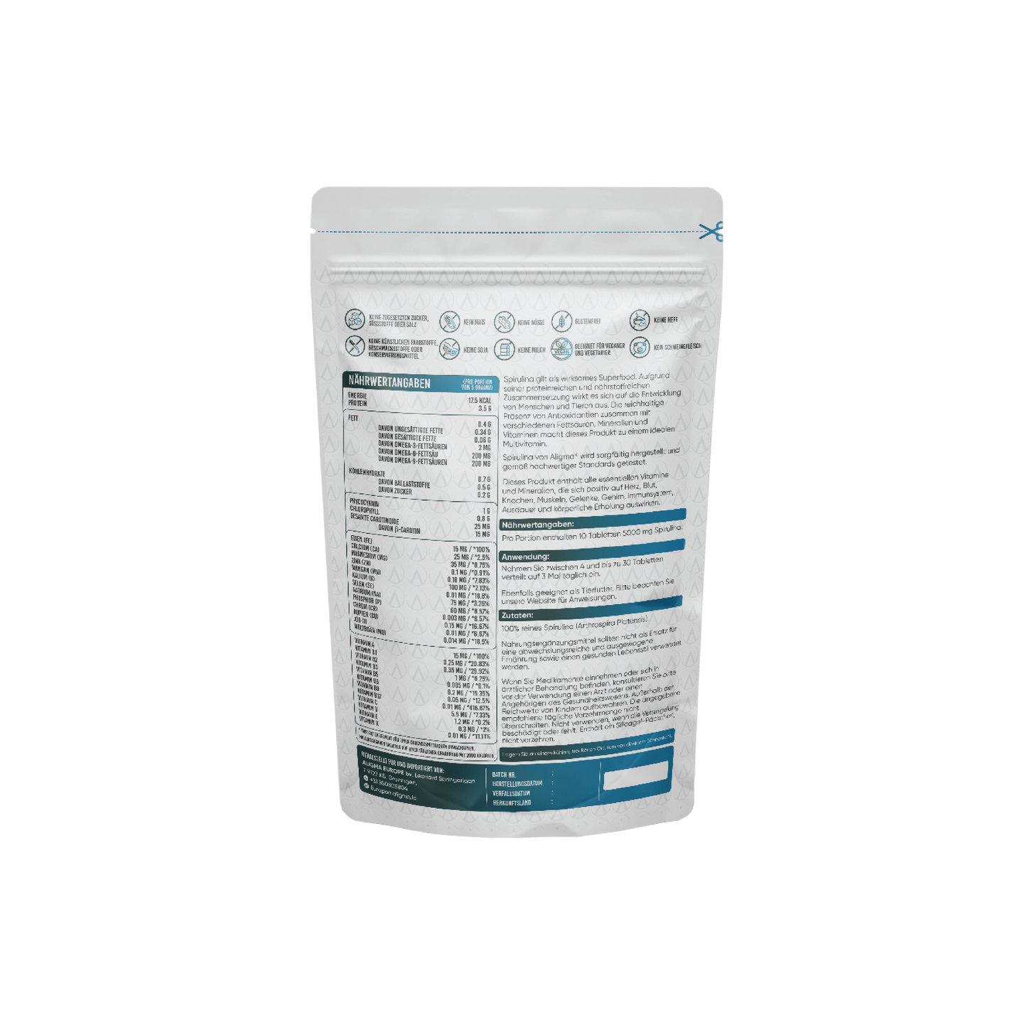 1000 Stück Bio Spirulina Tabletten - (500 mg pro Tablette)