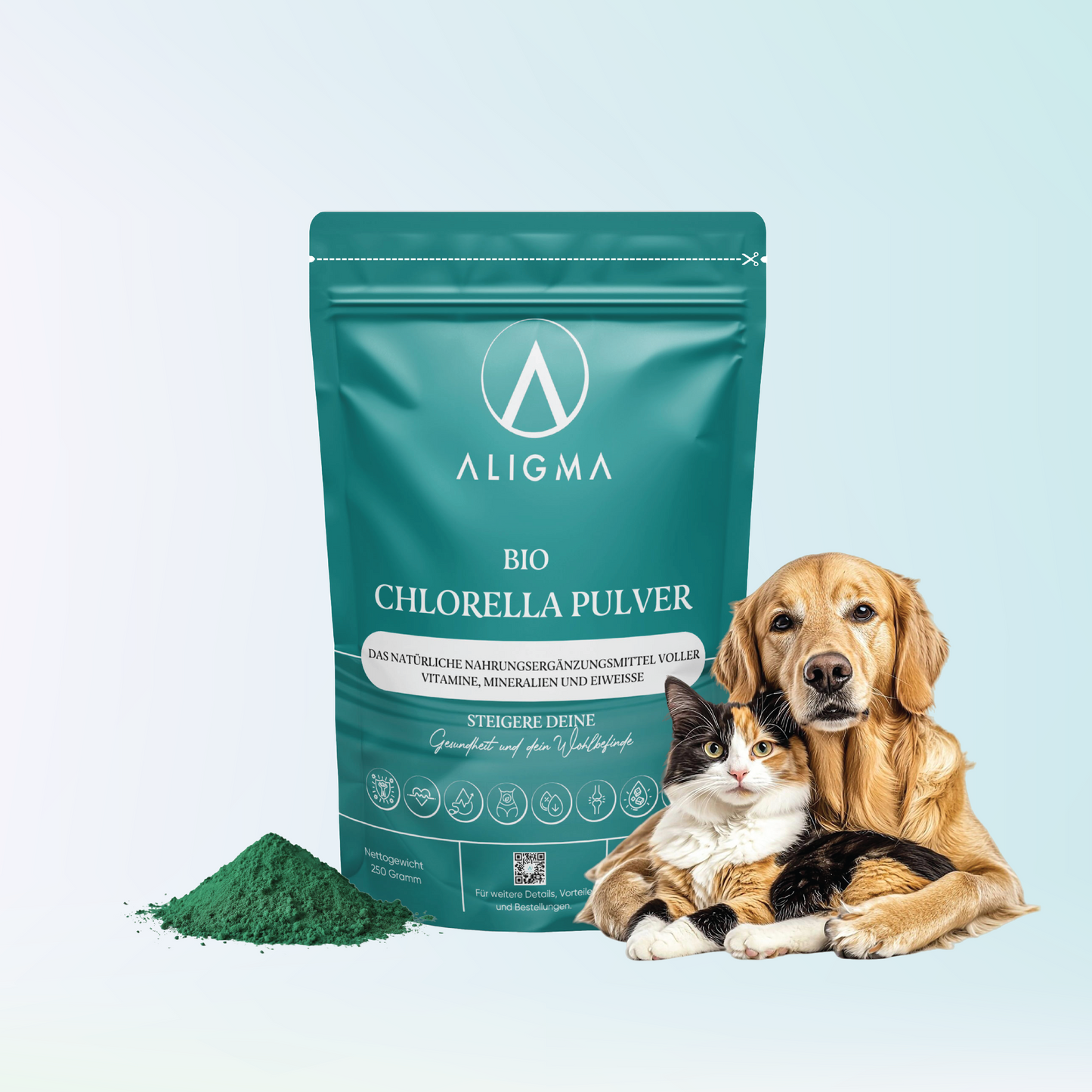 250 Gramm Bio Chlorella Pulver für Ihr (Haus-)Tier