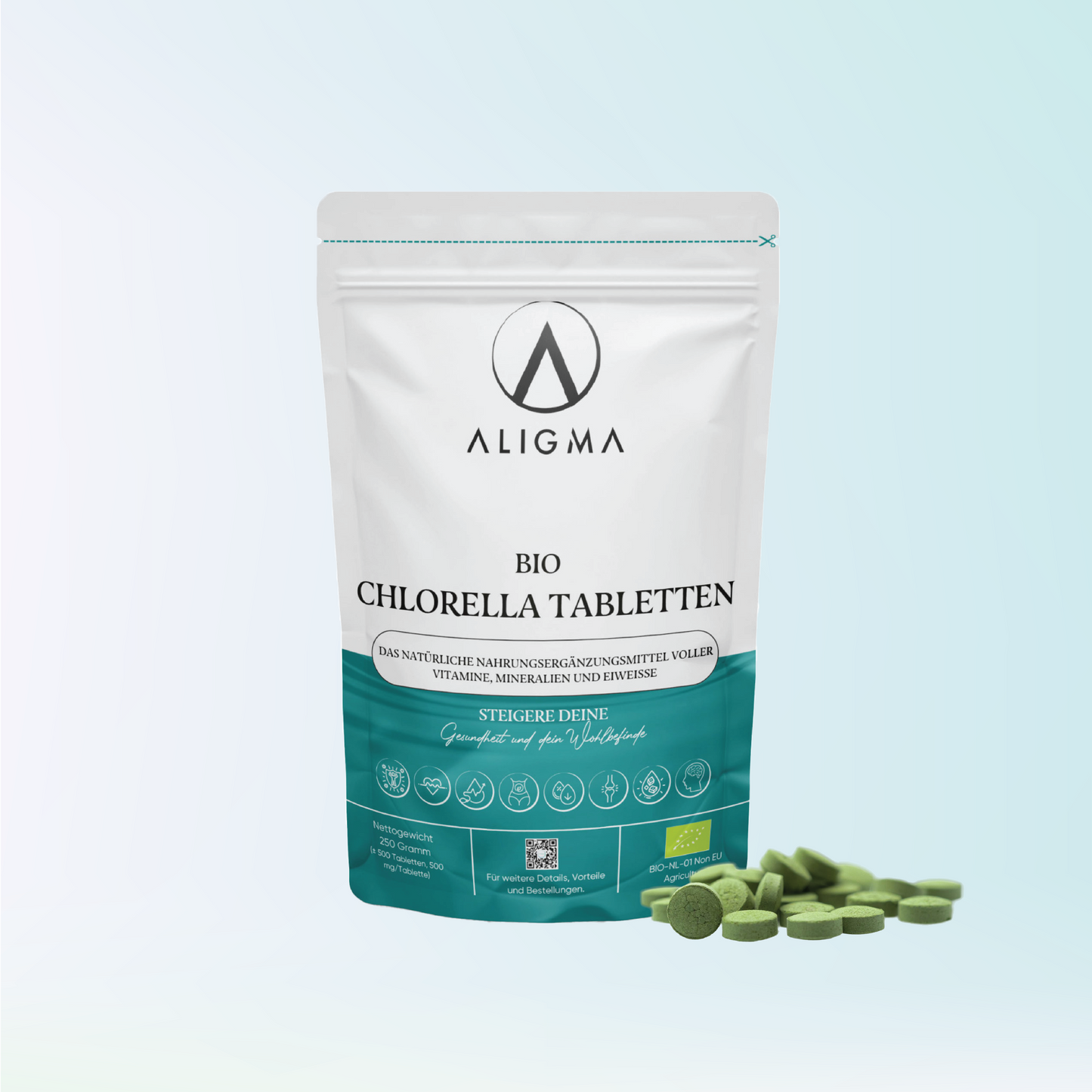 500 Stück Bio Chlorella Tabletten – (500 mg pro Tablette)